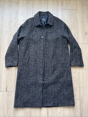 Madewell Italian Fabric Herringbone Wool Blend Long Coat Black Men’s Large